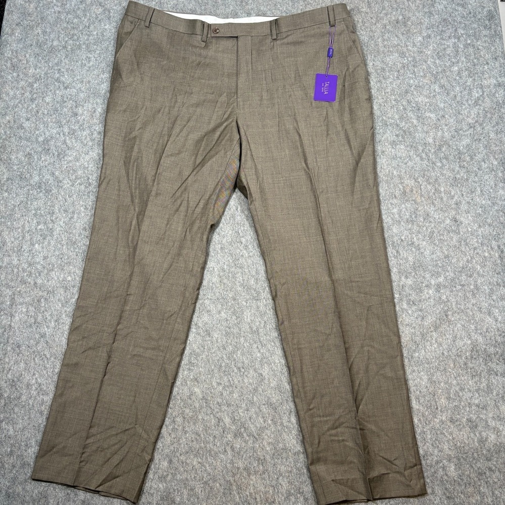 Tallia Suit‎ Dress Pants Men's Size P44 W x 32L Tan Sharkskin Pant Flat Front